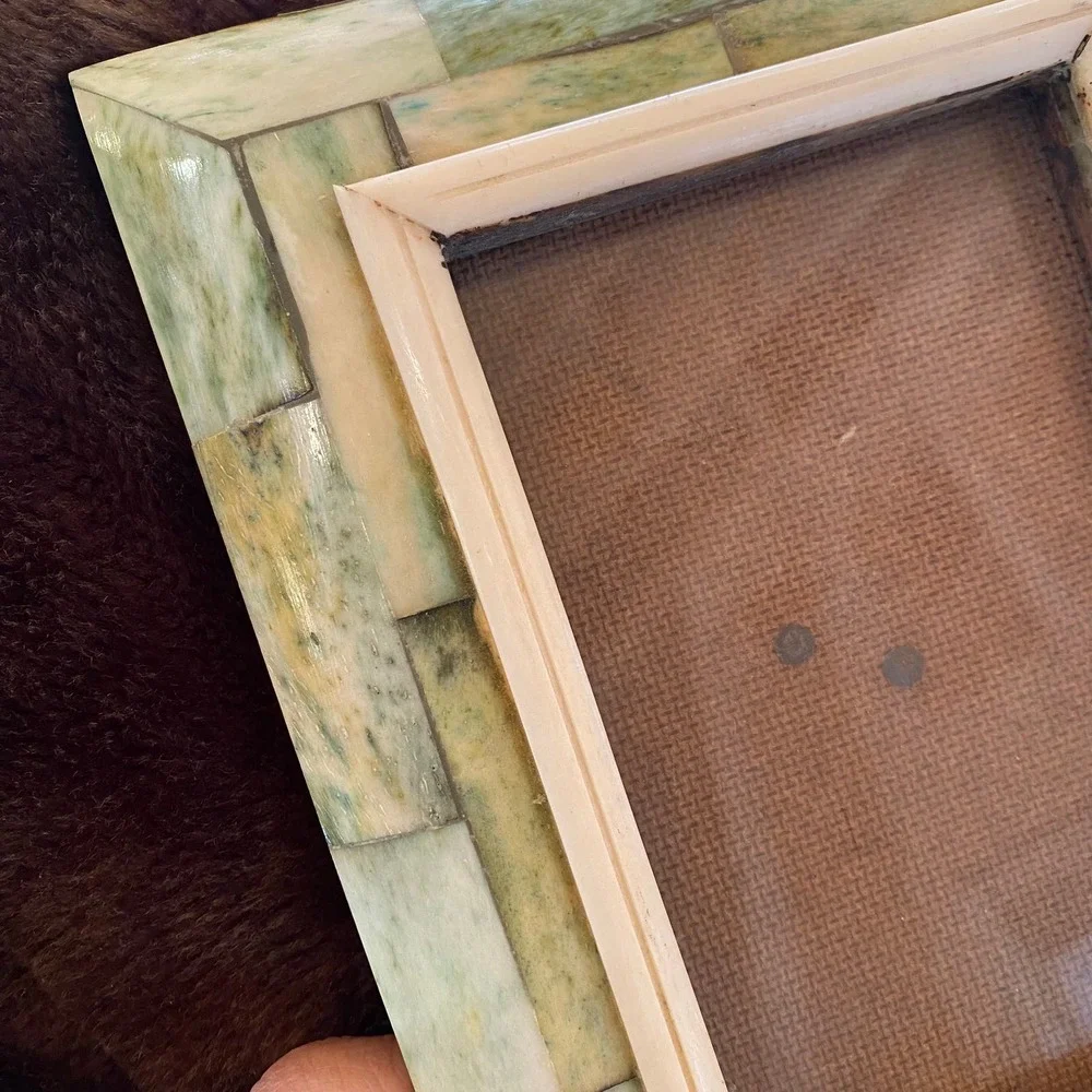 Green-Tinted Bone 6-1/2” x‎ 8-1/2” Wooden Picture Frame